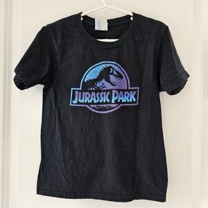 sz XS Black Purple Jurassic Park Short Sleeve Tee Dinosaur Tshirt T-rex Animals